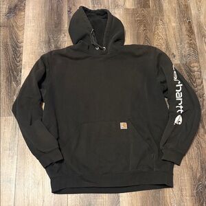 Carhartt Men's Black Hoodie with Sleeve Logo